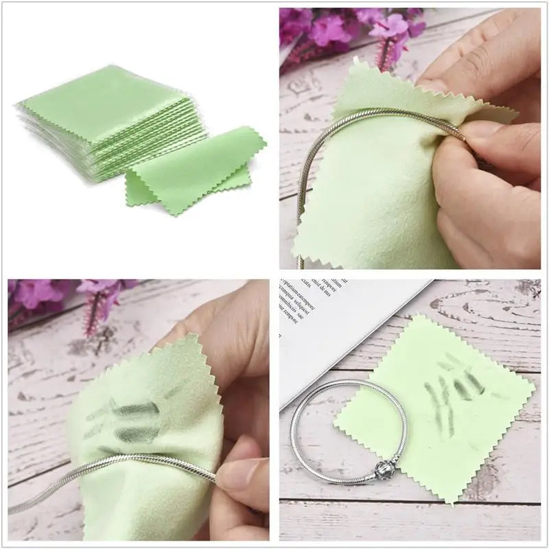 10pcs 50pcs 8x8cm Sterling Silver Color Cleaning Cloth Polishing Soft Clean Wipe Wiping Of Gold Jewelry - Visuel 4 | SAMAG