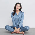 100% Mulberry Silk 22 momme 30 momme thick Women Classical Pajama Set Top and Bottom Set Sleepwear Nightgown S M L XL 2XL LS101
