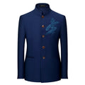 2026 New Men's Black Blazers Coat, Masculino Single Breasted Stand Up Collar Men Long-Sleeved Terno Jacket, Blue Red Overcoat