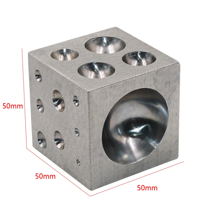 PHYHOO Dapping Block Square with Polished High Carbon Steel Cavities Bell Making Punching Tools Jewelry Making Tools