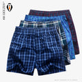 4 Pcs/Lot Men Plaid Underpants Boxers 100% Cotton Shorts Underwear Male High Quality Loose Comfortable Sleep Bottoms Panties