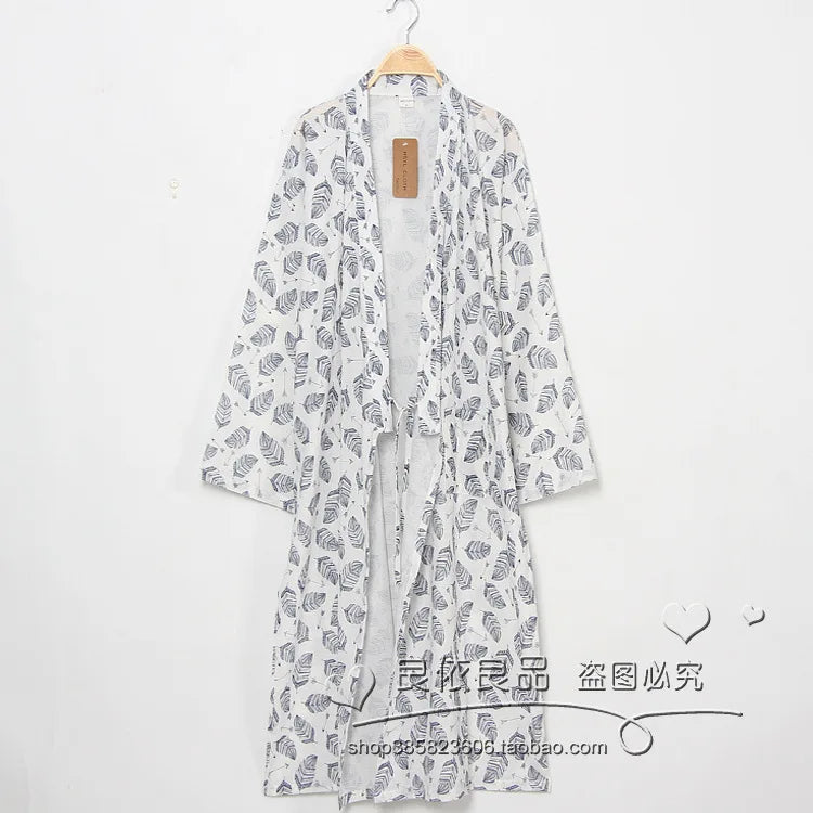 Oversize Japanese Style Kimono Cardigan Set Men's Nightwear Bathrobe Cotton Comfortable Home Suit Robe Sleepwear Daily Casual