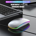 Wireless Mouse Rechargeable Silent LED Backlit Mice PC Laptop Computer Mous 2.4Ghz Receiver Bluetooth Dual Mode Optical Mice
