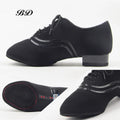 TOP Dance Shoes Latin Modern Men's Shoes Cowhide Two-point Sole Wear-resistant Oxford Cloth Upper Authentic Lace Up Ballroom