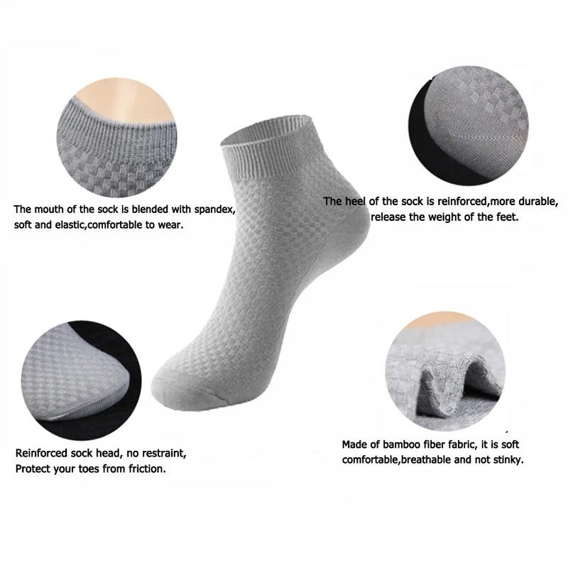 10 Pairs High Quality Bamboo Fiber Men's Socks Business Breathable Deodorant Compression Socks Men Long Big Size EUR 38-46