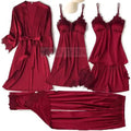 Pajama Set Women Lace Trim Satin Sleepwear Pyjamas | SAMAG