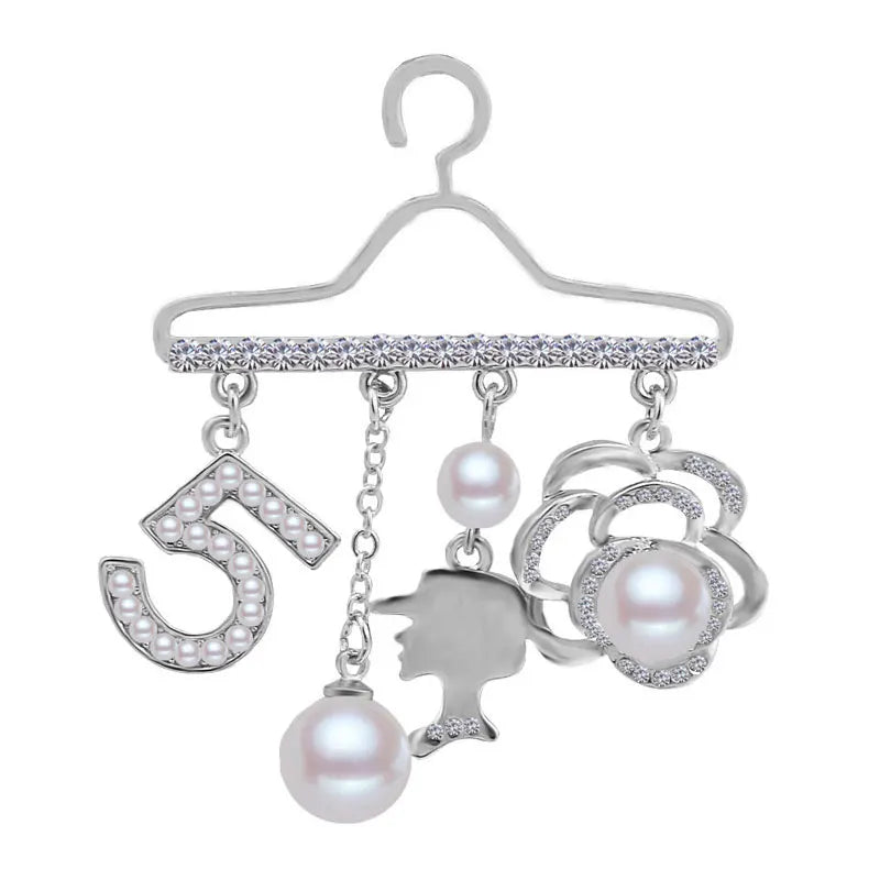 Fashion Brooch Pin Generous Pearl letter Brooch Pin Scarf Pin Top Fashion N5 Brooch For Women