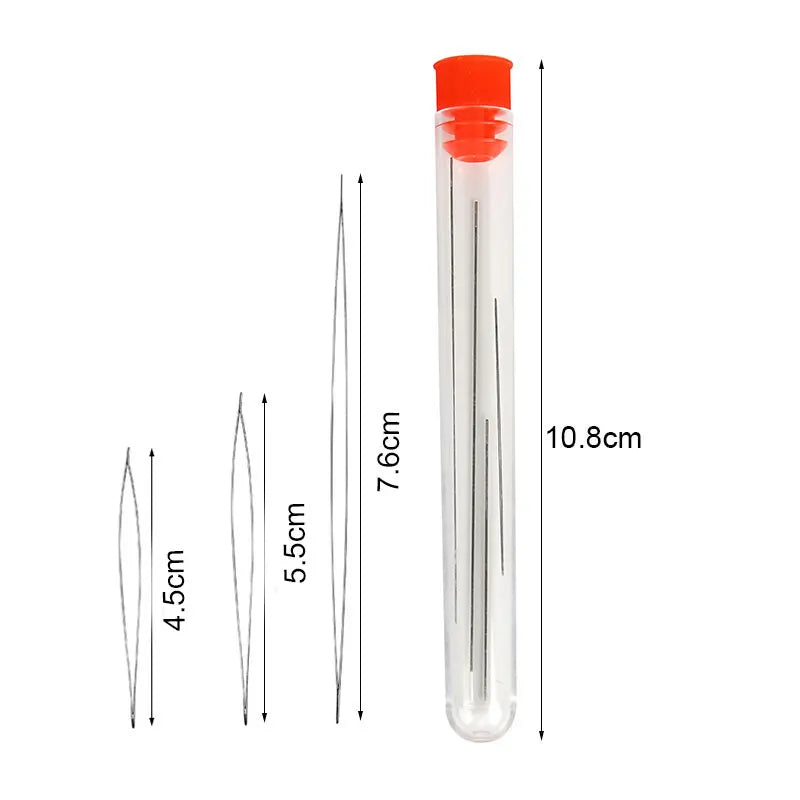 1set Open Big Eye Beading Needles Bead Necklace Bracelet Tools Stainless Steel Self Threading Needle Pins For Jewelry Supplies
