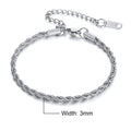 Vnox Charming Flash Twisted Rope Chain Bracelets for Women Lady, Stainless Steel Wrist Jewelry Length - Visuel 12 | SAMAG