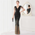 DEERVEADO Elegant V Neck Mermaid Evening Dress Long | SAMAG
