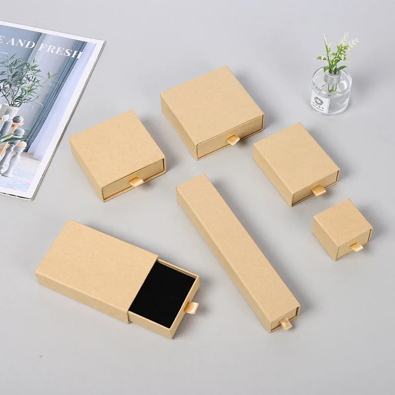 12pcs Drawer Jewelry Box Ring Necklace Box Black Earring Bracelet Jewelry Organizer Packing Display Jewelry Boxes and Packaging
