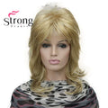 Lady Women Blonde With Dark Root Medium Length Cascaded Layers Synthetic Hair Full Wig for women
