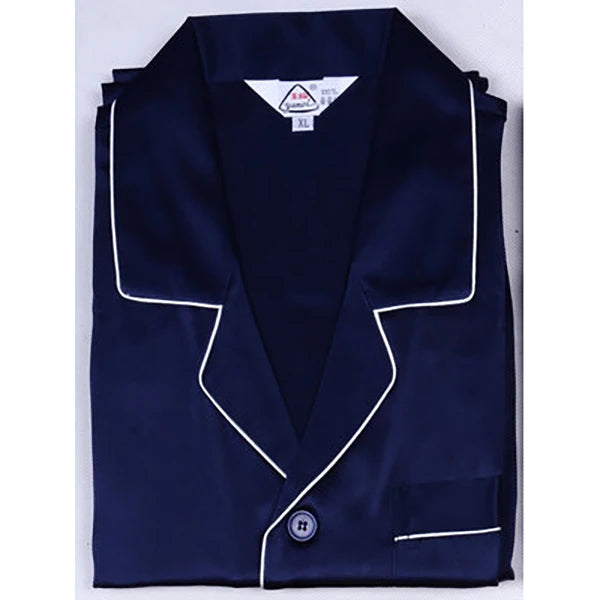 Men's 100% Real Silk Pajamas Set for Men Sleepwear Loungewear Long Sleeve Button Down PJ with Pocket Luxury 19 Momme