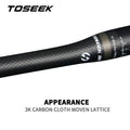 TOSEEK Carbon Fibre Handlebar MTB Bicycle Handle Bar Parts 31.8mm Rise/Flat Handlebars 580/600/620/640/660/700/720/740/760mm