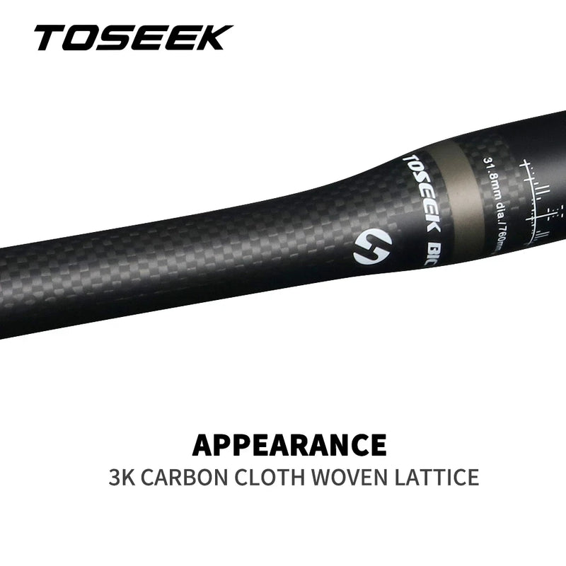 TOSEEK Carbon Fibre Handlebar MTB Bicycle Handle Bar Parts 31.8mm Rise/Flat Handlebars 580/600/620/640/660/700/720/740/760mm