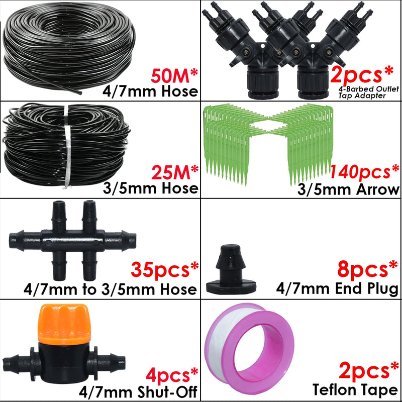 KESLA Garden Automatic Watering Irrigation Kit Elbow Emitter Drip System 4/7MM to 3/5MM Hose for Bonsai Potted Flower Greenhouse