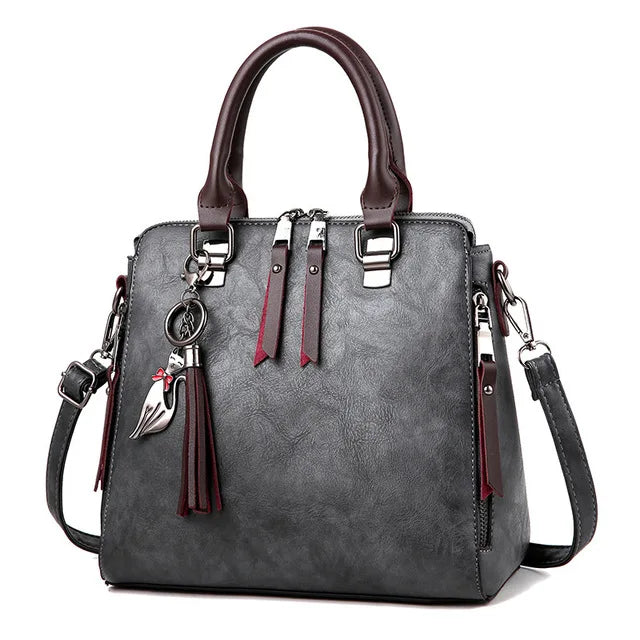 Yogodlns Vintage Leather Women's HandBags Ladies Messenger Bags Totes Tassel Designer Crossbody Shoulder Bag Boston Hand Bags