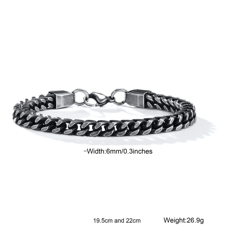 Stylish Stainless Steel Bali Foxtail Chain Bracelet for Men,Double Franco Link Chain Bracelets,Male Jewelry Gift for Dad Son