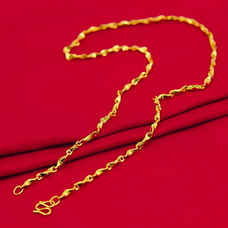 Real 18K Gold Necklace for Women Men Fine Jewelry Pure Chain Genuine Solid for Women Wedding Luxury