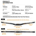 TOSEEK Carbon Fibre Handlebar MTB Bicycle Handle Bar Parts 31.8mm Rise/Flat Handlebars 580/600/620/640/660/700/720/740/760mm