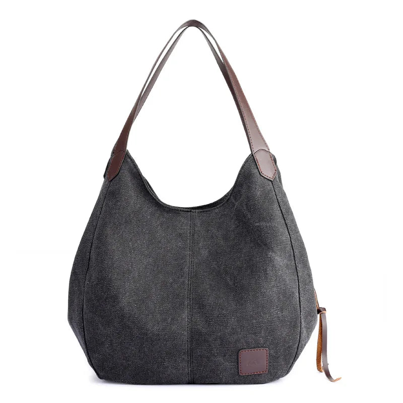 Simple Style Canvas Shoulder Bags For Women Large Capacity Handbag Fashion Shopper Totes Bag High Qualty Purse bolsa feminina