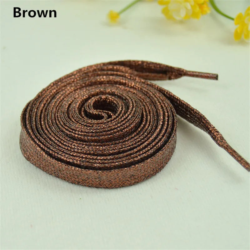 1 cm Width Colorful Lurex Shoelaces Trendy Bright Colorful Fall Winter Shoelaces Sneaker White Casual Sports Leather Shoes Laces