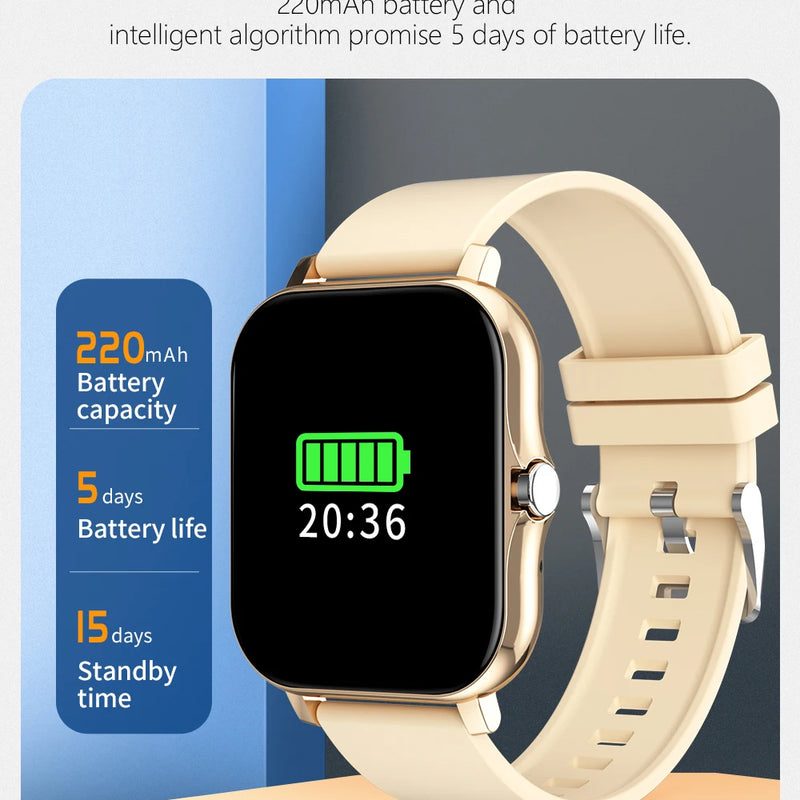 Smart watch with full touch screen, call, message reminder, music control and other functions, compatible with iPhone/android mo