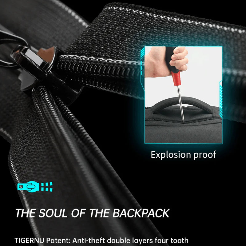 Tigernu Men's Backpack Fashion Travel Backpacks Male Anti Theft USB Charging 15.6 Laptop Backpack Waterproof School Bags For Men