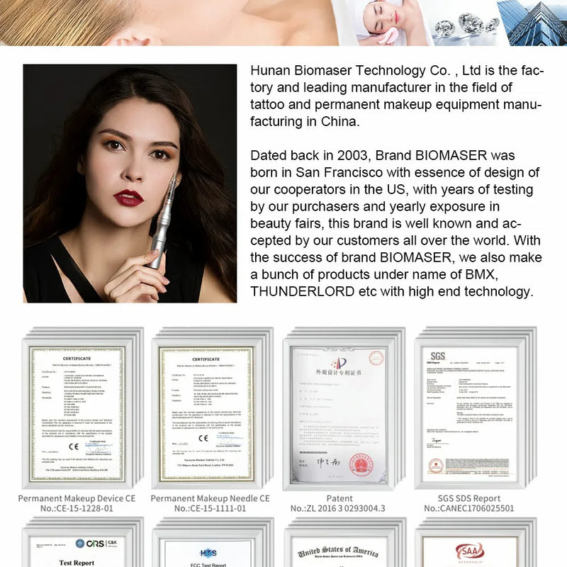 Biomaser Professional Permanent Makeup Cartridge Needles 1R/2R/3RL/5RL Disposable Sterilized Tattoo Pen Machine Needles Tips