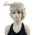 StrongBeauty Short Wig Soft Tousled Curls Blonde Highlights Full Synthetic Wigs COLOUR CHOICES
