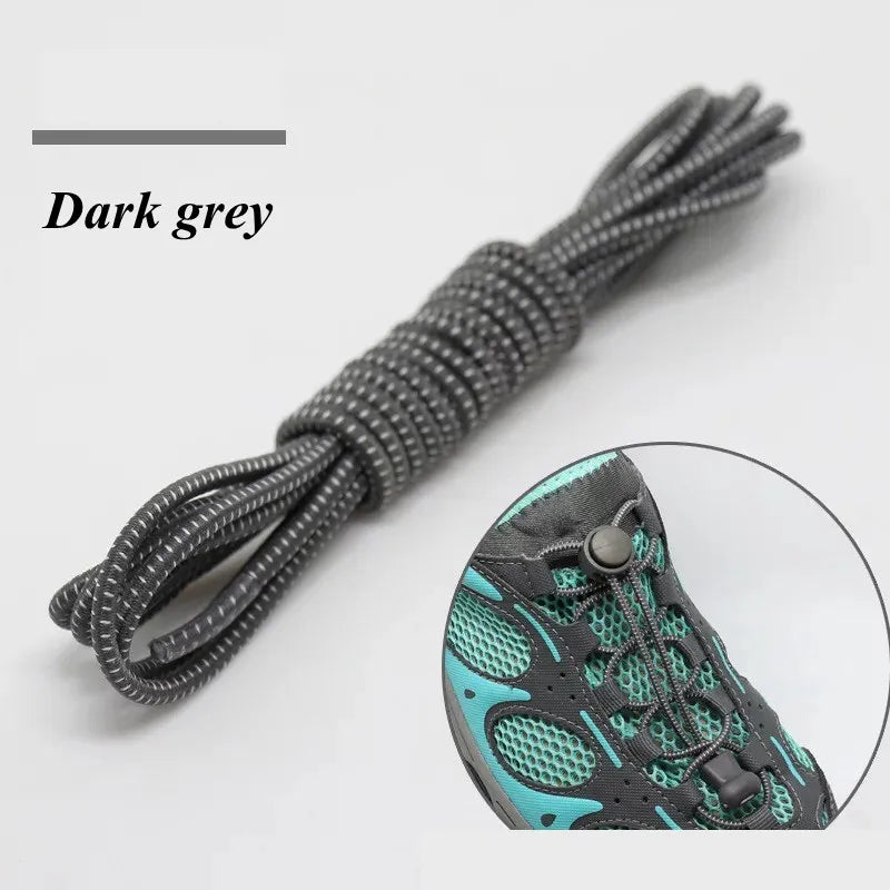 1 Pair 22 Colors Elastic Hiking Shoelaces Round Locking No Tie Shoe Laces Kids Adult Quick Lazy Laces Rubber Sneakers Shoelace