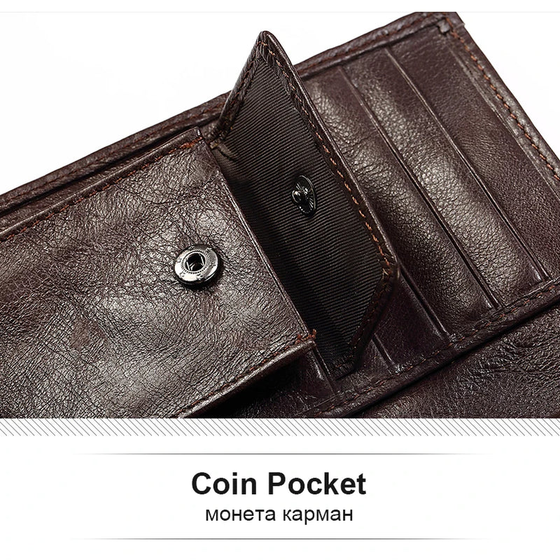 KAVIS Genuine Leather Wallet Men Passport Holder Coin Purse Magic Walet PORTFOLIO MAN Portomonee Mini Vallet Passport Cover