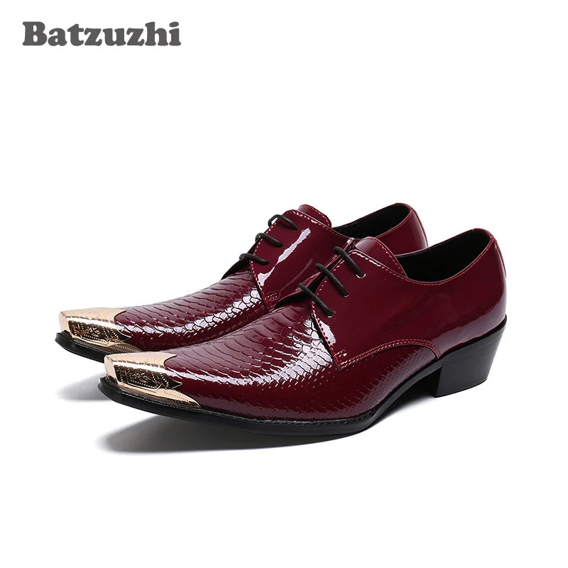 Batzuzhi Formal Business Leather Shoes Men Leather Men's Dress Shoes Iron Toe Lace-up Zapatos Hombre Party and Wedding, US12