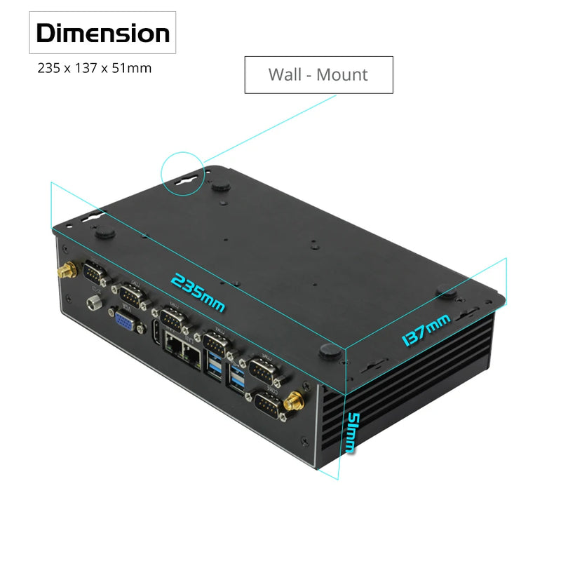 Mini Industrial PC Fanless Dual LAN 6*COM 4G LTE Core i5 4200U i7 4500U J1900 HD WiFi 6*RS232 RS485 Windows 11 Linux Computer