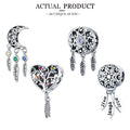 WOSTU 925 Sterling Silver Animal Cat Charm Pendant Heart Family Ladybug Bee Beads Fit Original Bracelet DIY Jewelry For Women