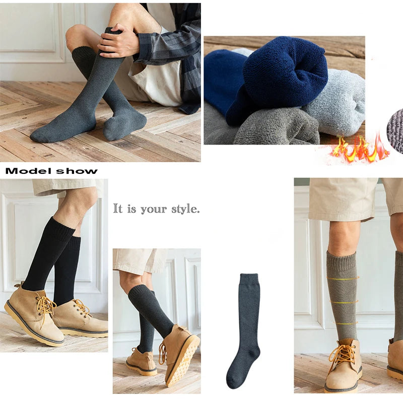 =3Pairs Men's Winter Compression Stocking Warm Hot Knee | SAMAG