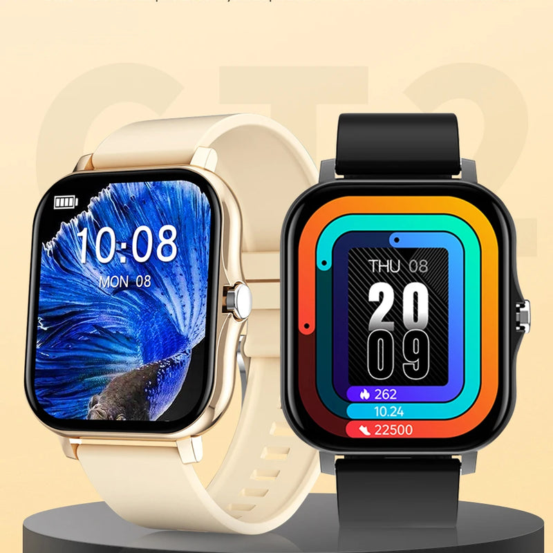 Smart watch with full touch screen, call, message reminder, music control and other functions, compatible with iPhone/android mo