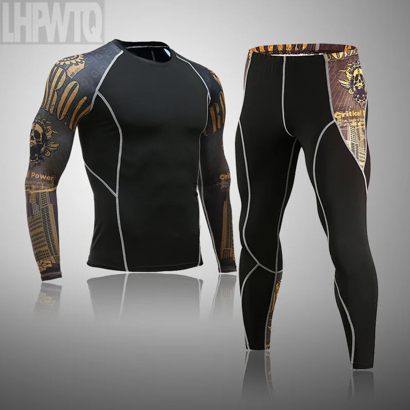 Men's Thermal Underwear Set MMA Tactics Fitness Leggings Base Compression Sports Suit Underwear Long Johns Men Clothing Brand