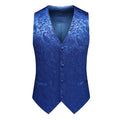 2026 Men's White Rose Sleeveless Waistcoat, Single-breasted V-neck Business Vest, Wedding Party Men Vests Blue Red Black