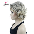StrongBeauty Short Wig Soft Tousled Curls Blonde Highlights Full Synthetic Wigs COLOUR CHOICES