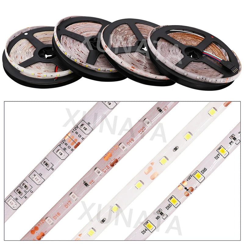 LED Strip Light 12V 24V 2835 5050 5054 5M RGB White Pink Red Blue Flexible LED Tape Ribblon 120LED 60LED 480LED Waterproof Decor