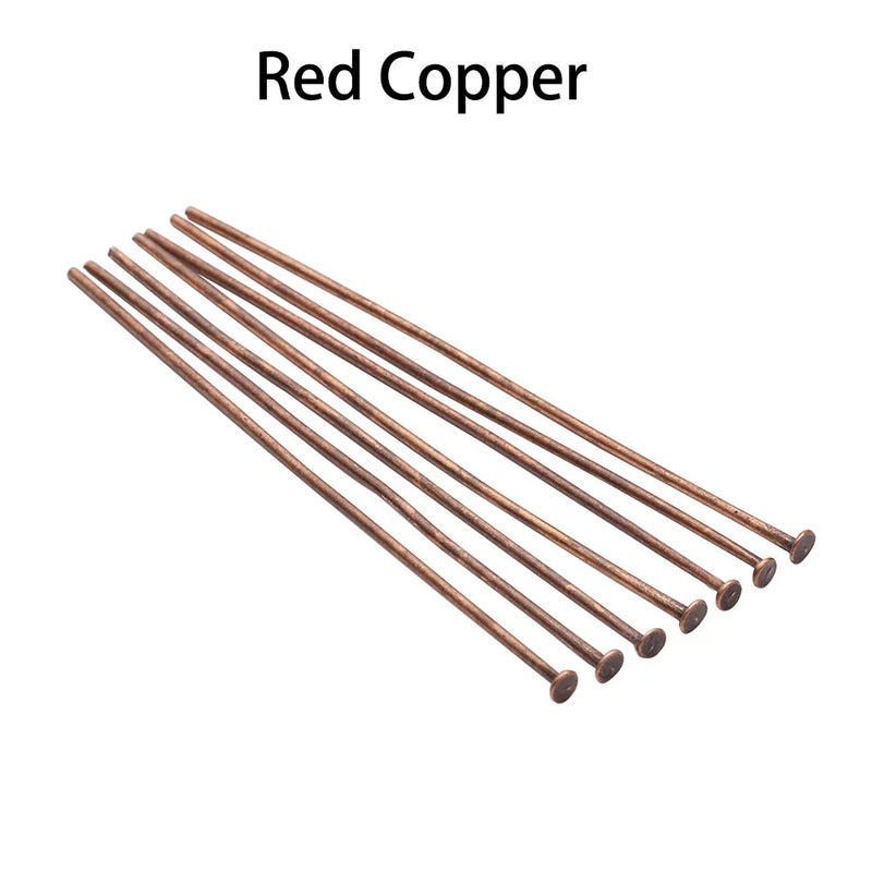 100-200pcs/bag 20 25 30 40 50 60 mm Flat Head Pins Gold/Copper/Rhodium Headpins For Jewelry Findings Making DIY Supplies