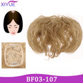 XIYUE Natural Black Brown Hair Topper With Bangs Clip In Hair Extensions Hairpieces Heat Resistant Fiber For Women
