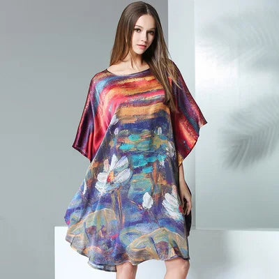 100% Mulberry Silk Nightgowns For Women  Long   Silk Nightdress  Real Silk sleepwear  Ladies Female   Gift Loose Large Free size
