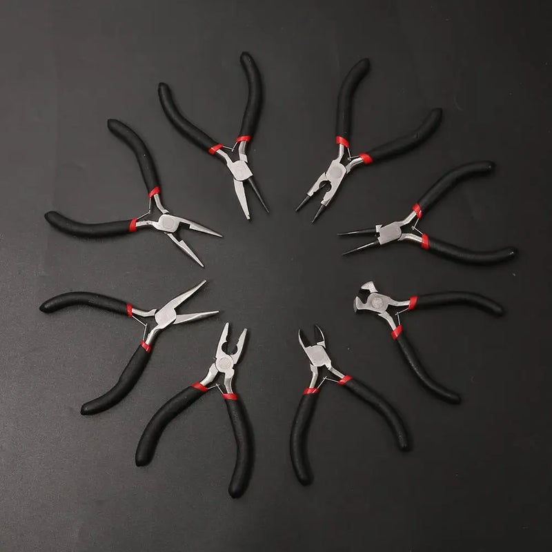 Mini Pliers Tools Set for Jewelry Making Beading round Flat Long Needle Nose Cutting Wire Complete Beading Jewelry Equipment Kit