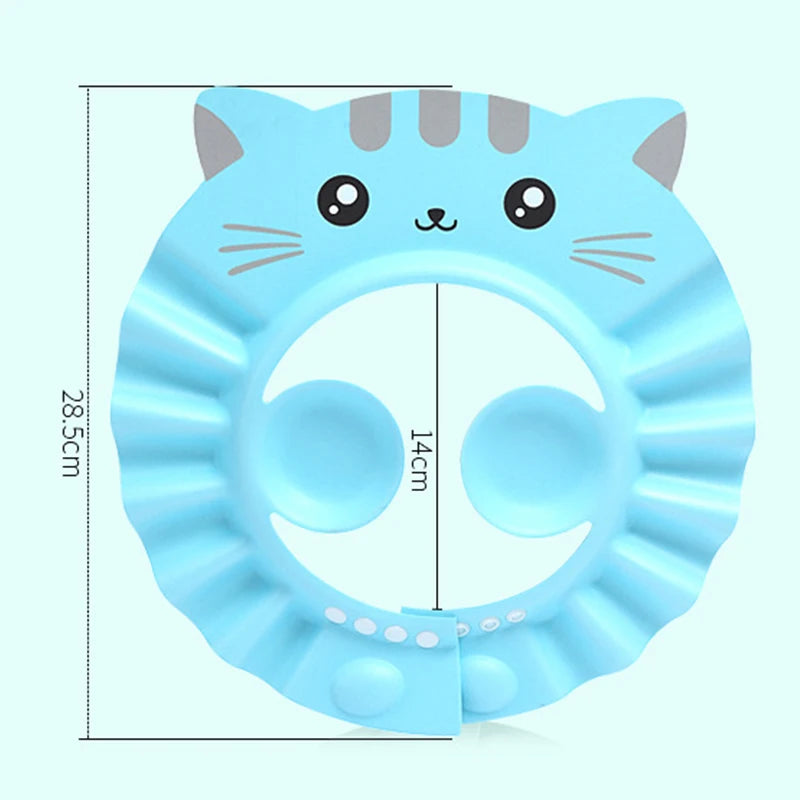 Kids Shower Bathing Cap Bath Safe Protect Shampoo Adjustable Soft Cap Protection Eye For Baby Wash Hair Shield Bathing Hat