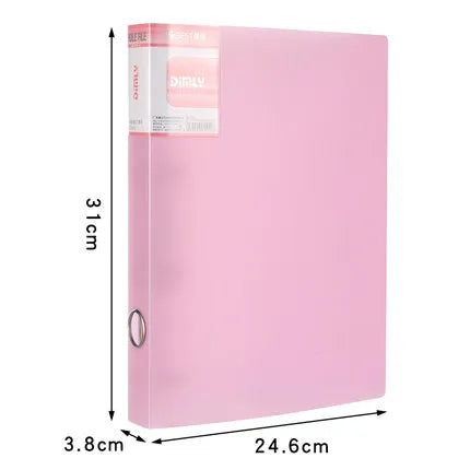 Clear Colors A4 Binder 4-Ring Folder For Documents Organizer Large Capacity A4 File Binder Cover