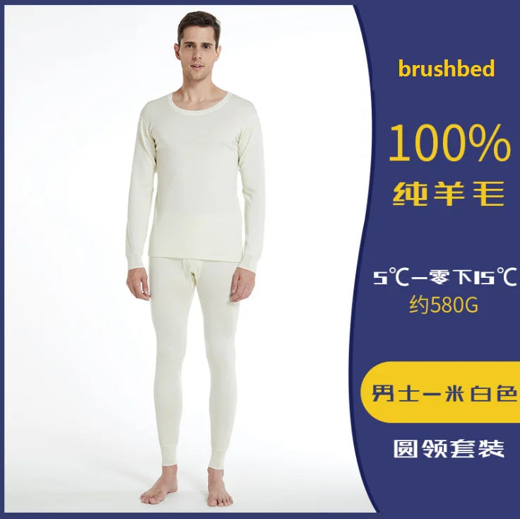 100% brushed merino wool thermal underwear women winter clothing for men woman warm wear long johns lingerie set thermo clothes