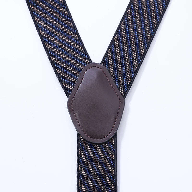 Mens Fashion Suspenders Adjustable Elastic Trouser Braces 3.5cm Wide Y - Back 6 Metal Clips Strap Belt - Visuel 3 | SAMAG