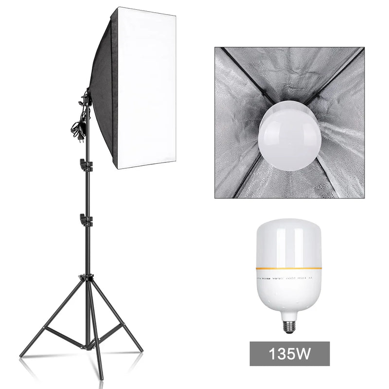 Photography 50x70CM Softbox Lighting Kits System Soft box Professional Continuous Light Use For Photo Studio Portrait Shooting